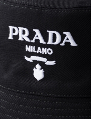 PRADA: Branded wide-brim cotton bucket hat