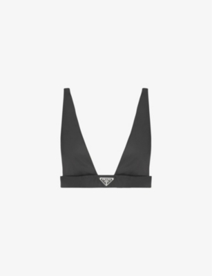 PRADA: Re-Nylon logo-badge cropped nylon top
