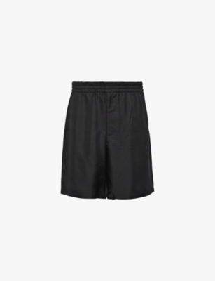 PRADA: Brand-print drawstring-waist silk shorts