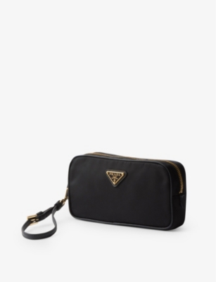 Prada Womens Black Re-edition 1978 Re-nylon Brand-plaque Recycled-nylon And Leather Pouch In Black