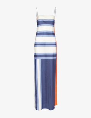 SIR: Dazed striped silk-satin maxi dress