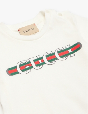 Gucci Branded-print Short-sleeved Cotton-jersey T-shirt 6 Months - 3 Years In New White/mc