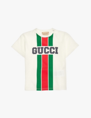 GUCCI: Logo-print round-neck cotton-jersey T-shirt 6-36 months