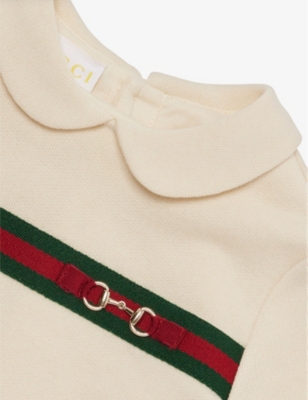 Gucci Branded Short-sleeved Cotton-jersey Dress 6 Months - 3 Years In White/mix