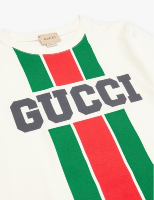 GUCCI NEW WHITE/MC BRANDED-PRINT SHORT-SLEEVED COTTON-JERSEY T-SHIRT 4-12 Y 