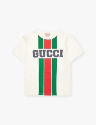 GUCCI: Branded-print short-sleeved cotton-jersey T-shirt 4-12 years