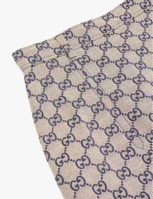 GUCCI: Monogram-print pleated cotton-blend skirt 4-12 years