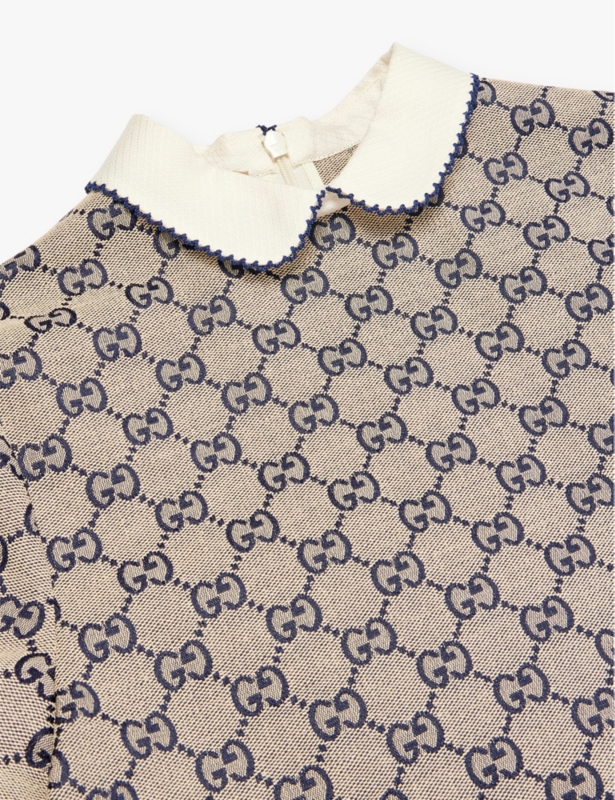 Monogram-pattern short-sleeved cotton-blend dress 4-12 years