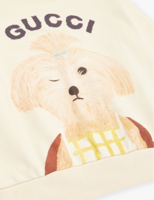 Shop Gucci Branded-print Cotton-jersey Sweatshirt 4-12 Y In White/mc