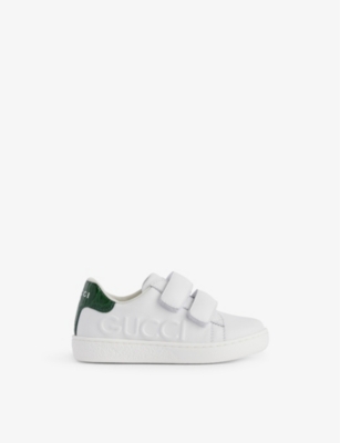 GUCCI Kids branded leather low top trainers Selfridges