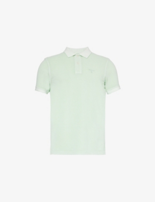 Barbour Men's Dusty Mint Brand-embroidered Regular-fit Cotton-piqué Polo Shirt