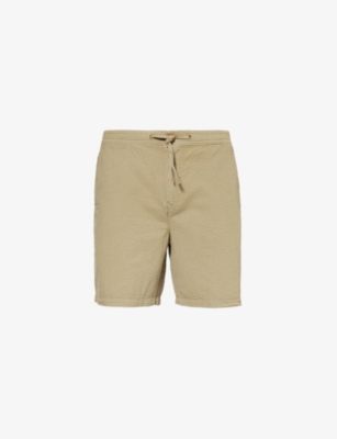 Barbour Mens Dusty Green Drawstring-waist Textured Cotton-poplin Shorts