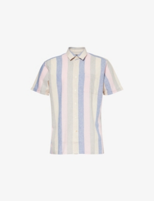 BARBOUR: Striped regular-fit linen and cotton-blend shirt