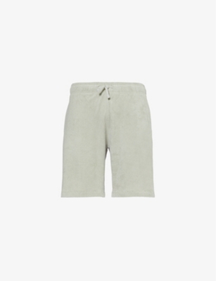 Barbour Mens Forest Fog Drawstring-waist Towelling-textured Cotton Shorts