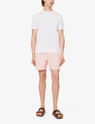 Shop Barbour Men's Pink Clay Somerset Embroidered Swim Shorts