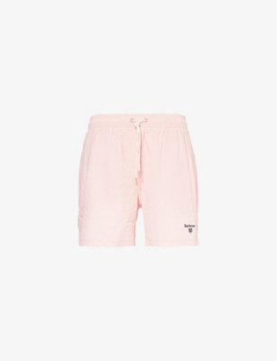 Shop Barbour Men's Pink Clay Somerset Embroidered Swim Shorts