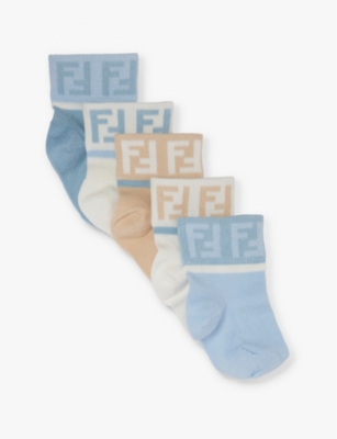 FENDI: FF-logo pack of five stretch-cotton-blend socks