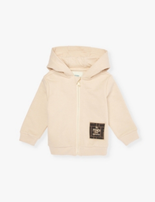 Fendi Babies'  Linen Brand-patch Zipped Cotton-jersey Hoody 12-24 Months