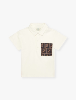 Fendi Babies'  Gesso Brand-pocket Stretch-cotton Polo Shirt 6-24 Months