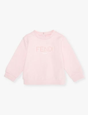 FENDI: Logo-appliqué round-neck cotton-jersey sweatshirt 12-24 months