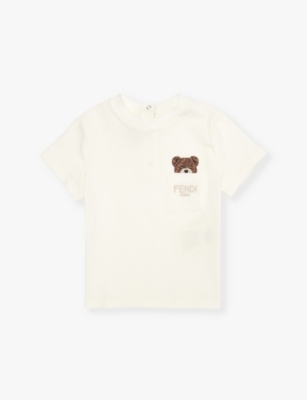 FENDI: Bear-print short-sleeve stretch-cotton T-shirt 6-24 months
