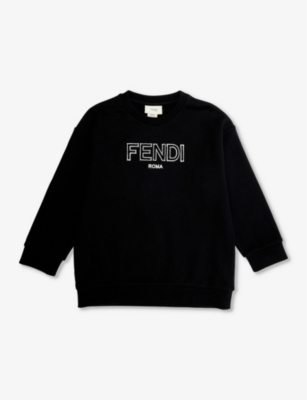 FENDI: Classic logo-embroidered cotton-jersey sweatshirt 4-12 years