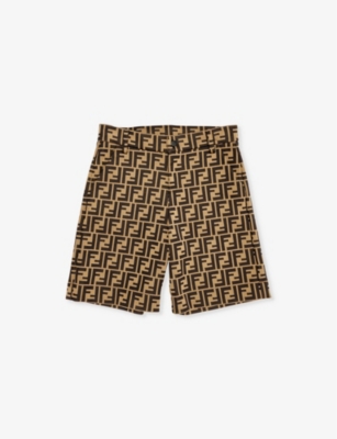 FENDI: Logo-print cotton-blend shorts