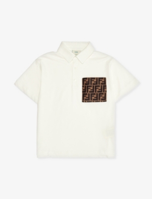 FENDI: Branded cotton-jersey polo shirt