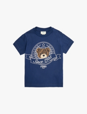 FENDI: Bear-print short-sleeve cotton-jersey T-shirt 4-10 years
