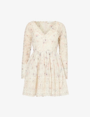 ZIMMERMANN: Halliday embroidered cotton-blend mini dress