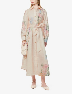 Shop Zimmermann Women's Cream Watercolour Floral Halliday Floral-print Linen Maxi Dress