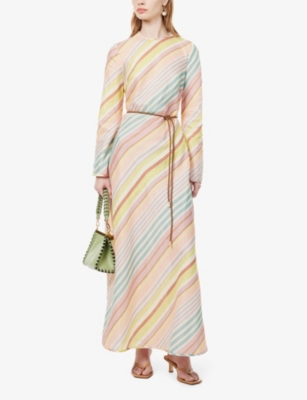 Shop Zimmermann Women'sstripe Halliday Striped Linen Maxi Dress In Multi Stripe