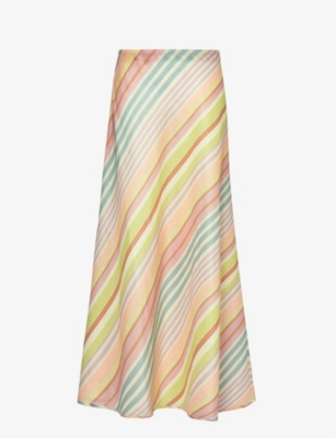 ZIMMERMANN: Halliday striped linen maxi skirt