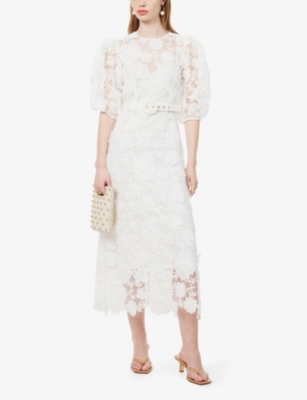 Shop Zimmermann Womens Ivory Halliday Floral-pattern Lace Maxi Dress