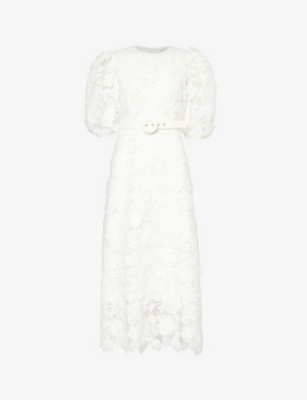 Shop Zimmermann Womens Ivory Halliday Floral-pattern Lace Maxi Dress