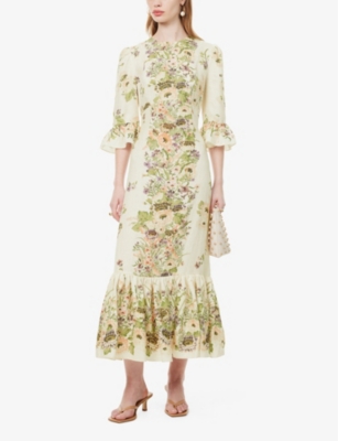 Shop Zimmermann Womens Cream Multi Floral Halliday Floral-print Linen Maxi Dress