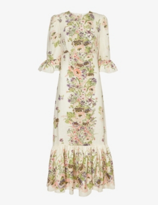 Shop Zimmermann Women's Creamfloral Halliday Floral-print Linen Maxi Dress In Cream Multi Floral