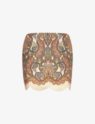 Zimmermann Womens Multi Paisley Ottie Paisley-print Linen Mini Skirt