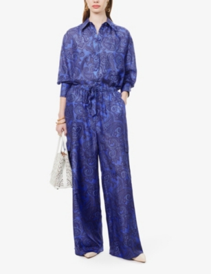 Shop Zimmermann Women's Blue Paisley Ottie Paisley-print Silk Shirt