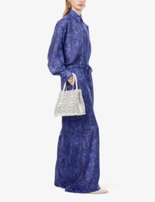 Shop Zimmermann Womens Blue Paisley Ottie Paisley-print Wide-leg Mid-rise Silk Trousers