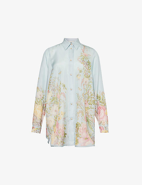 ZIMMERMANN: Floral-print silk shirt