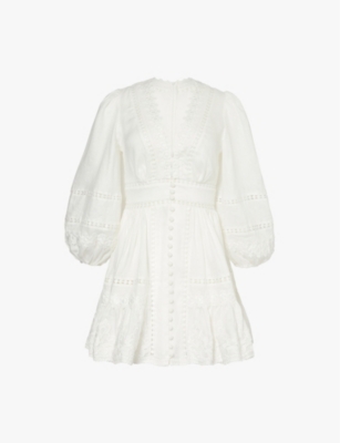 ZIMMERMANN: Pop broderie-anglaise cotton mini dress