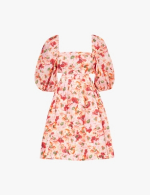 ZIMMERMANN: Lightburst floral-print linen mini dress