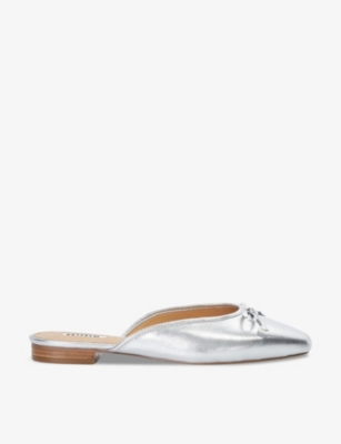 DUNE: Haylas bow-embroidered flat leather mules