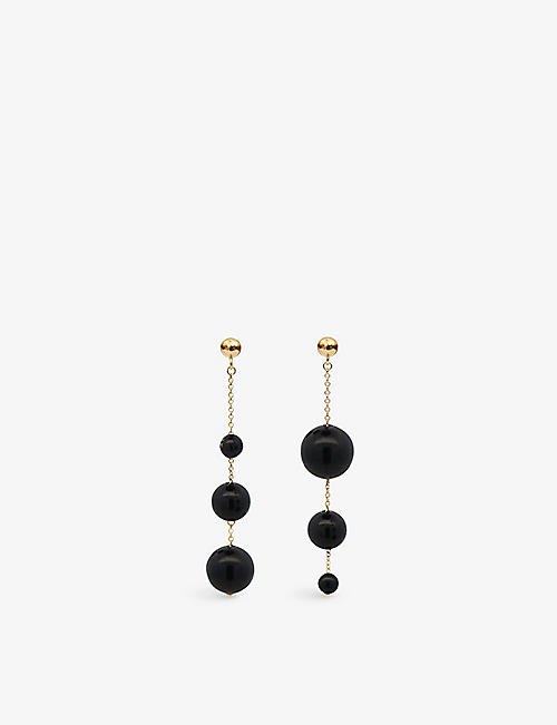 THE ALKEMISTRY: Boba Blueberry 18ct yellow-gold and onyx drop earrings