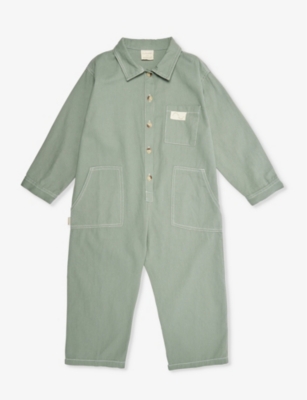 CLAUDE & CO: Milking It brand-patch organic-cotton romper 6 months-5 years