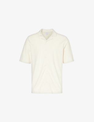 Sunspel Mens Undyed Relaxed-fit Short-sleeve Cotton-terry Shirt