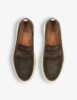 OFFICINE CREATIVE: Bones slip-on suede penny loafers