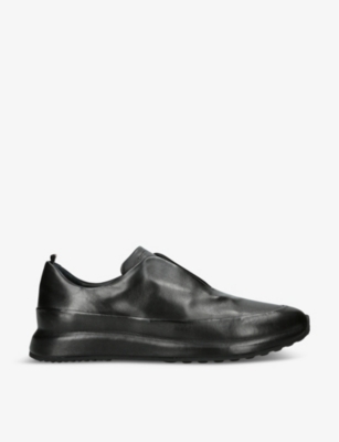 Officine Creative Mens Black Race Leather Low-top Trainers