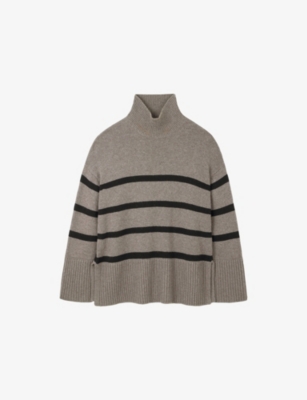 THE WHITE COMPANY: Breton-stripe oversized-fit wool and cotton-blend jumper